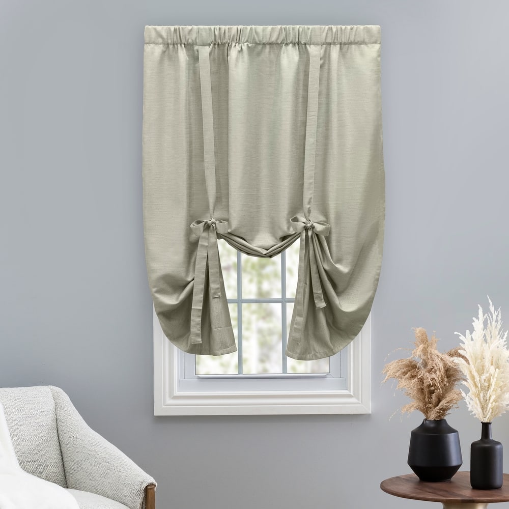 Premium Grasscloth Soft Sheen Lined Rod Pocket Tie-Up Panel