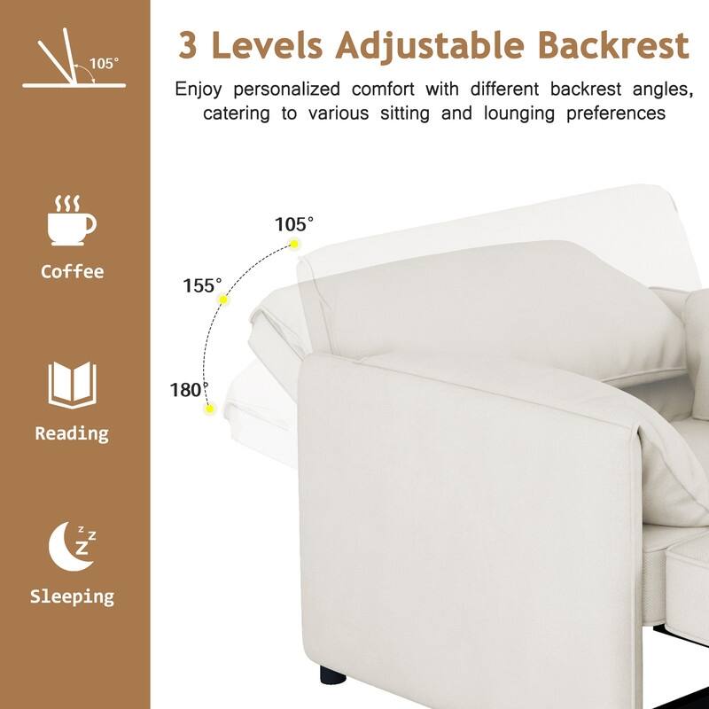 38.5" Convertible Folding Sofa Bed, 3-in-1 Convertible Sleeper Chair, Adjustable Backrest