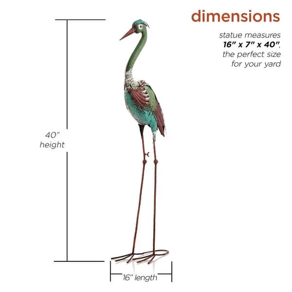 Alpine Corporation 40" Tall Outdoor Rustic Metal Crane Statue Yard Art Decoration
