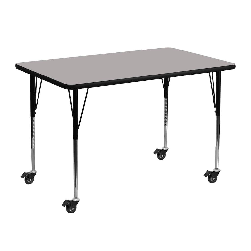 Mobile 30"W x 48"L Rectangular HP Laminate Adjustable Leg Activity Table