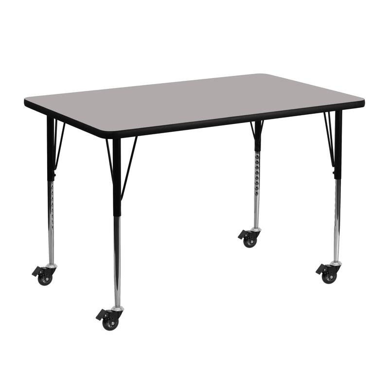 Mobile 30"W x 48"L Rectangular HP Laminate Adjustable Leg Activity Table
