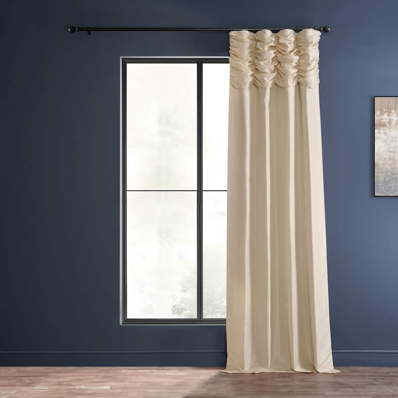 Exclusive Fabric Ruched Textured Faux Dupioni Silk Curtain (1 Panel)