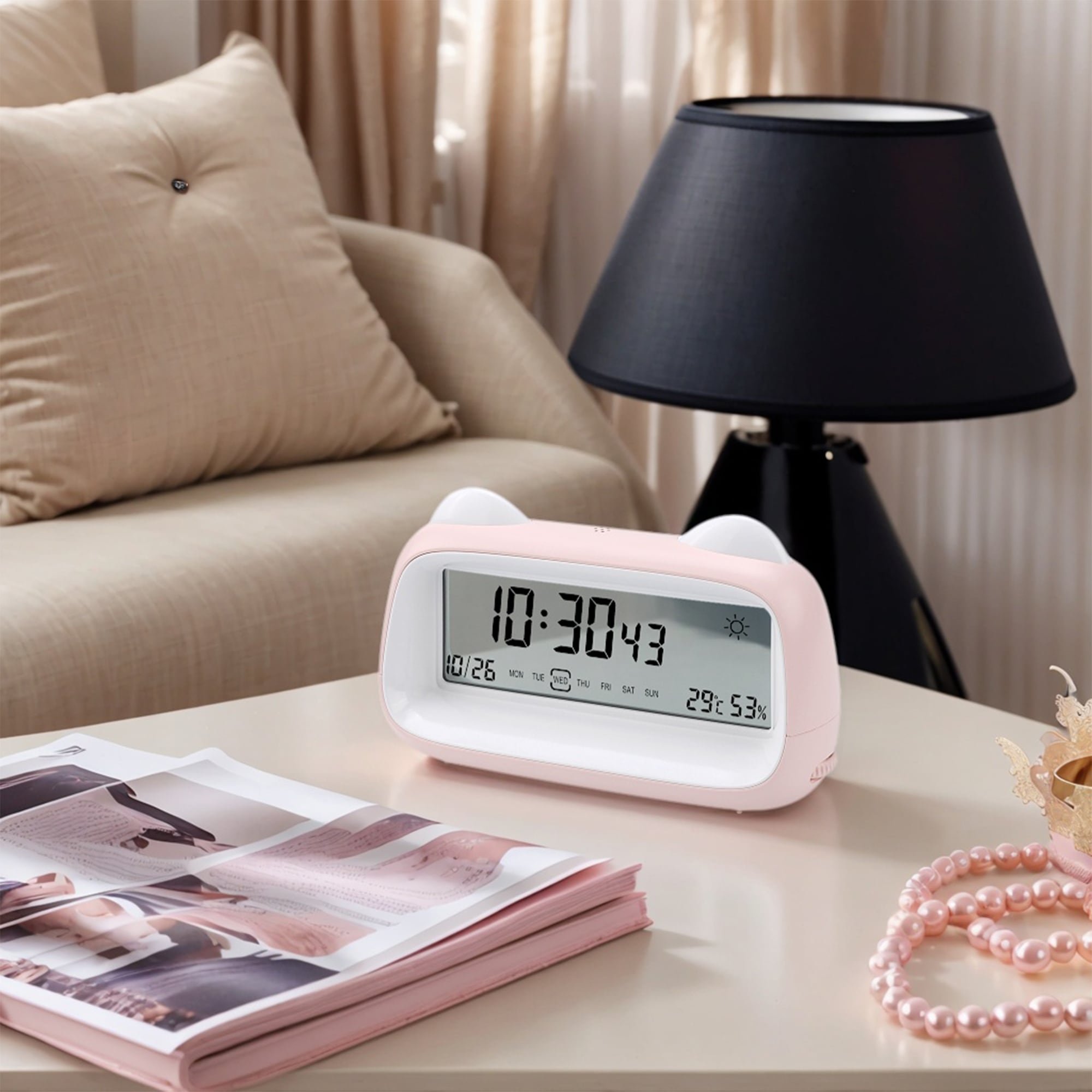 Digital Alarm Clock Backlight, Cartoon Design,Loud Wake-Up Sound for Bedroom/Dorm 6.1"Lx1.8"Wx3.7"H - 6.1"L x 1.8"W x 3.7"H