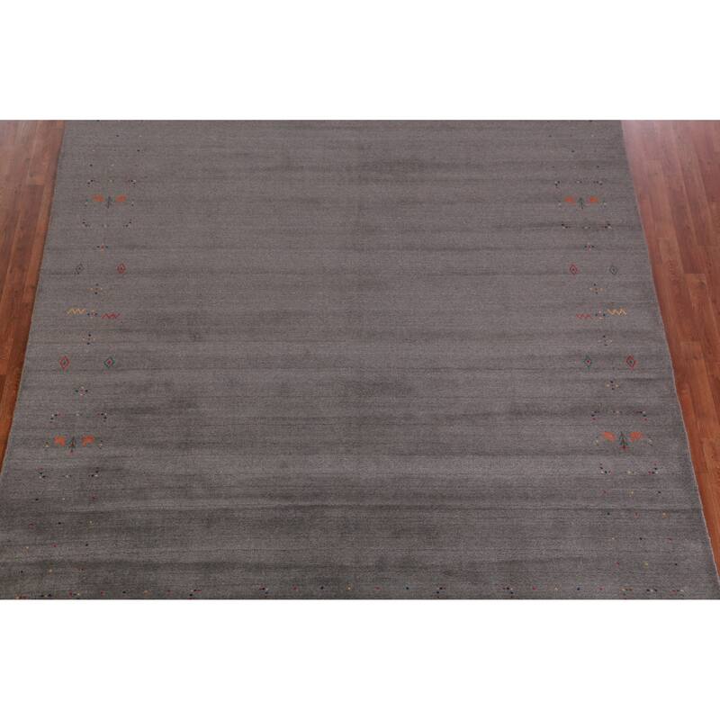 Hand Knotted Oriental 100% Wool Carpet Tribal Tribal Greys & Charcoal Gabbeh Area Rug - 10' 1'' X 8' 7''