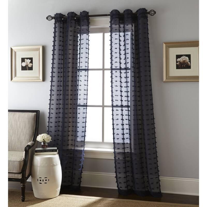 Grand Avenue Payton Solid Grommet-Top, Curtain Panel Pair - 37 x 84 - Navy