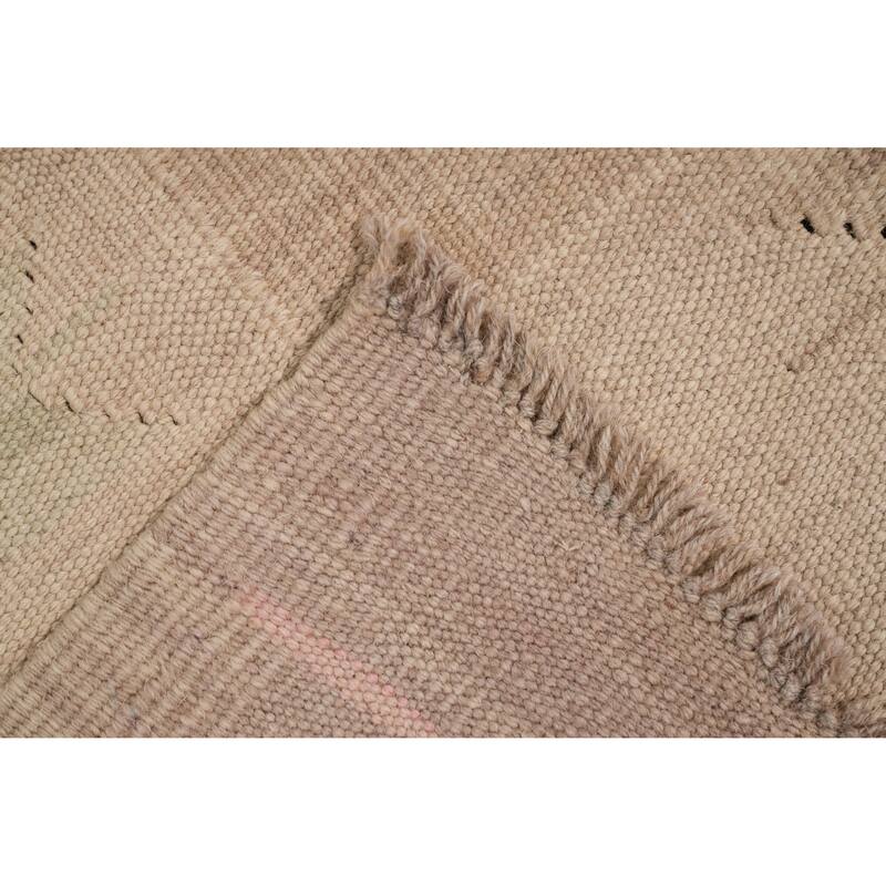 Hand Woven Oriental 100% Wool Carpet Southwestern Tribal Beige & Ivories Kilim Area Rug - 11' 11'' X 9' 1''