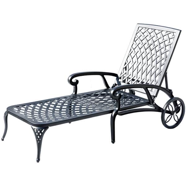 Black Metal Chaise Lounge Outdoor All Weather Garden Bench Bed Bath