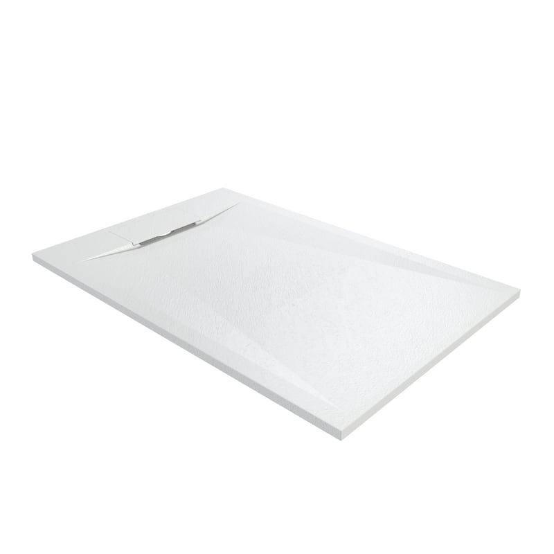 SMC Alcove Shower Pan Base with Reversible Drain, Low Profile, Wheelchair Access, Slip-Resistant, cUPC Certified - White - 48' x 32"