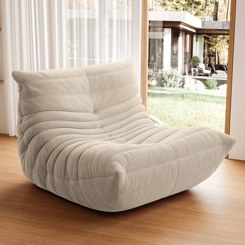 Suede Lazy Floor Accent Bean Bag Caterpillar Sofa for Living Room