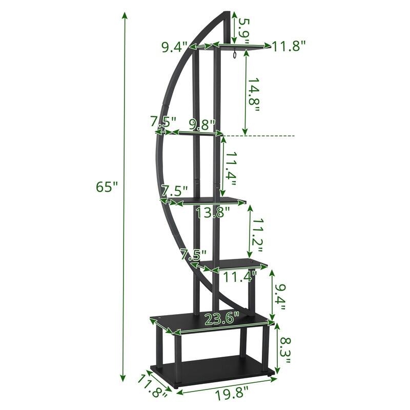 6th Floor Half Moon Ironwood Plant Stand Flower Pot Stand