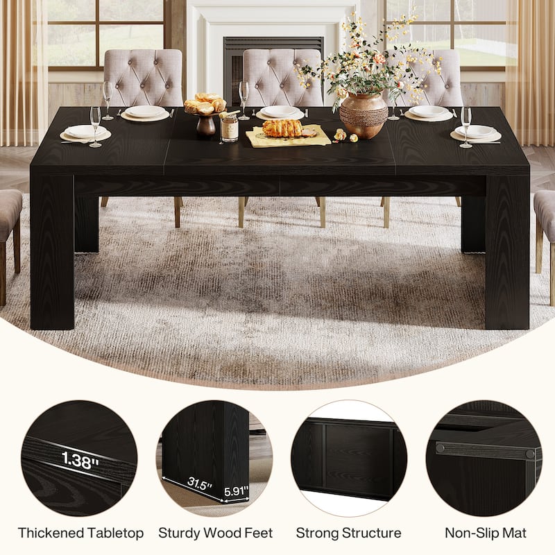 Large Dining Table, Wood Kitchen Table, Living Room Family Gathering Table Accent Dining Table