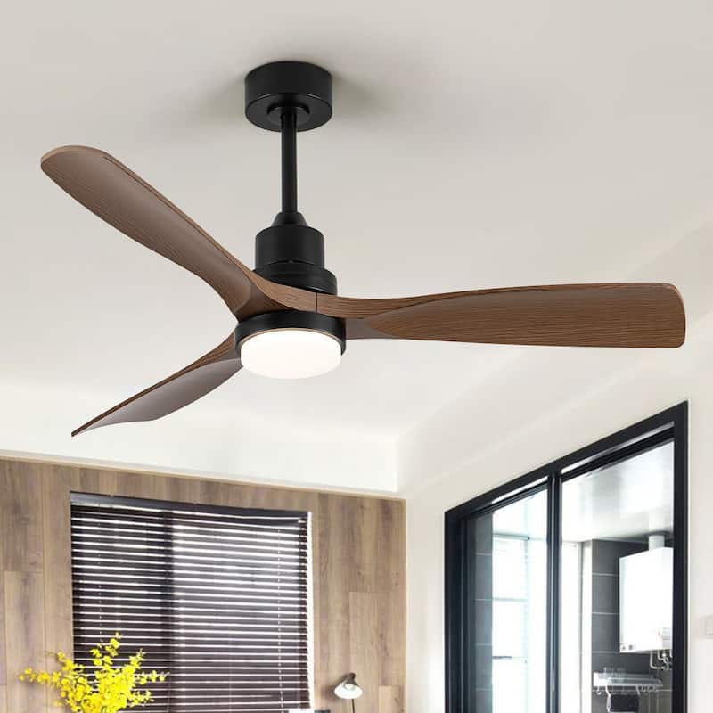 Morden LED Ceiling Fan with Light and Remote - Matte Black/Black Blades