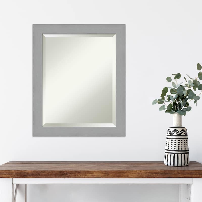 Beveled Wall Mirror - Brushed Nickel Frame