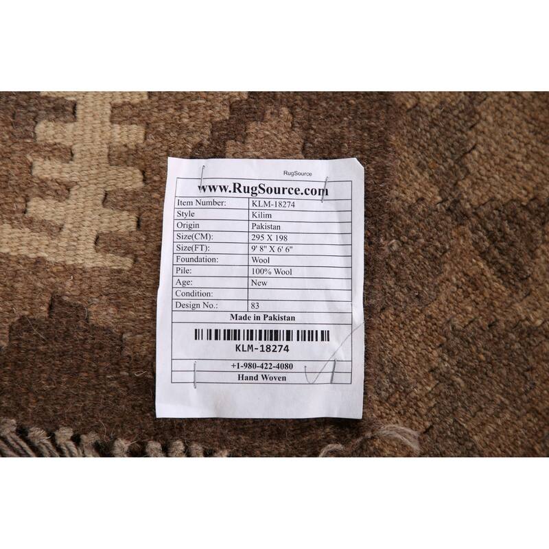 Hand-woven Geometric Kilim Area Rug Oriental Wool Carpet - 6'6"x 9'8"