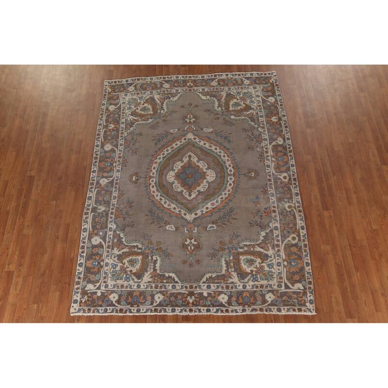 Over-Dyed Tabriz Persian Vintage Rug Hand-Knotted Wool Carpet - 6'10"x 9'2"