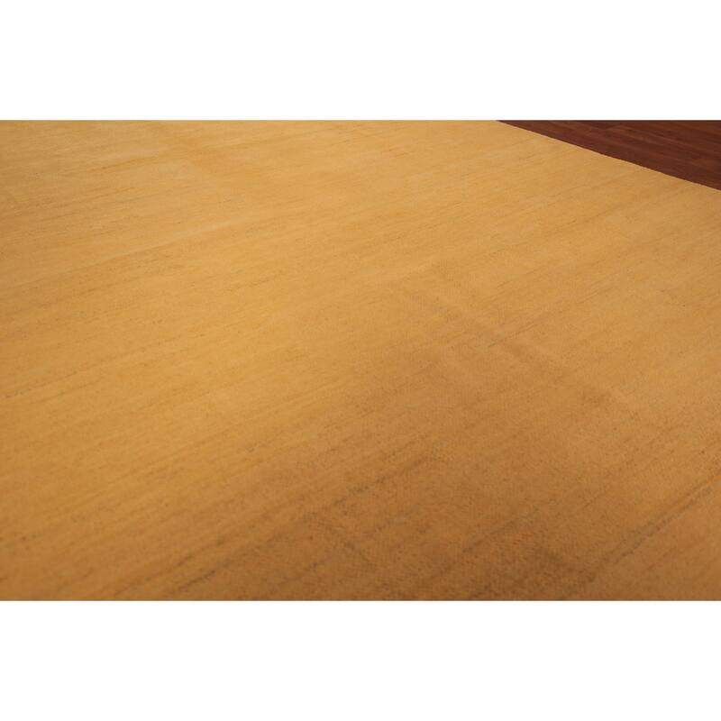 Modern Yellow Gabbeh Area Rug Hand-Knotted Wool Carpet - 6'6" x 9'9"