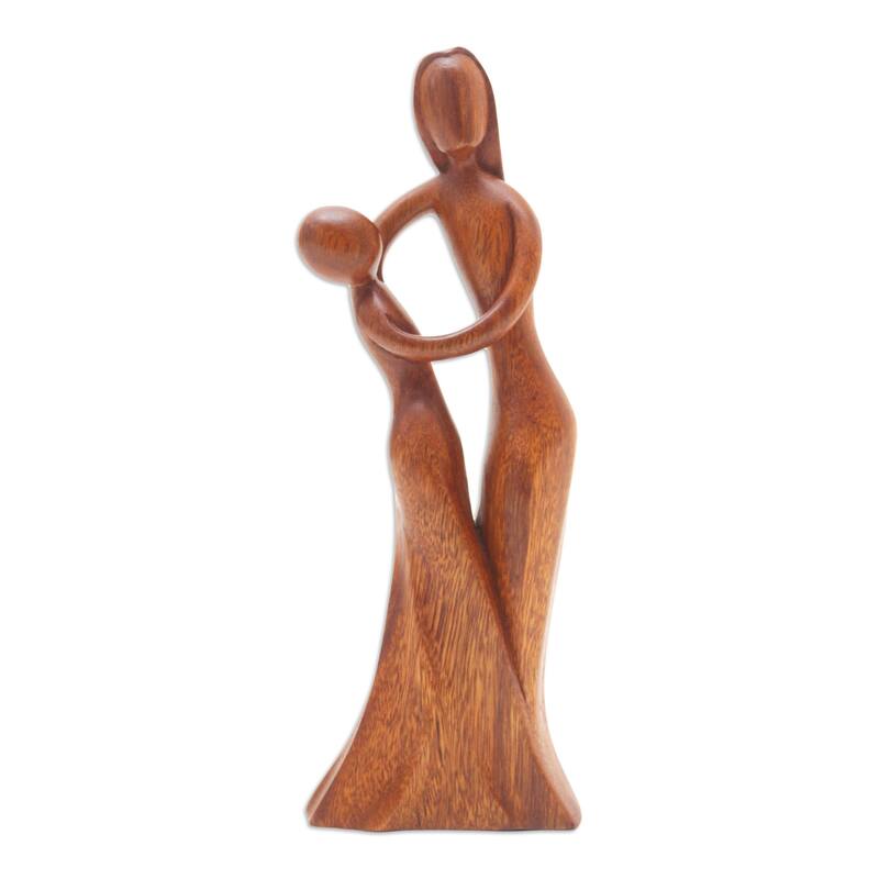 Novica Handmade Dancing With Daughter Wood Sculpture