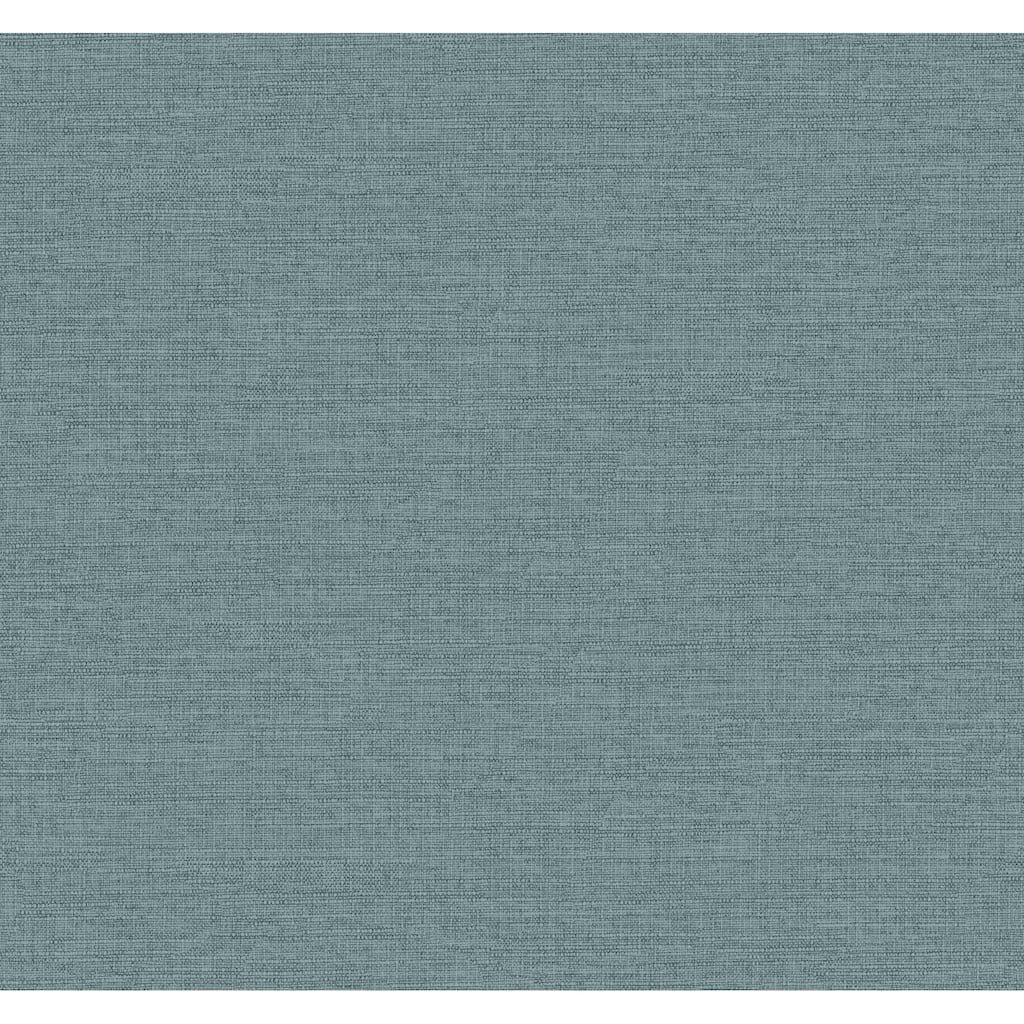 York Wallcoverings Terrene Teal Faux Linen Wallpaper - 324 x 27