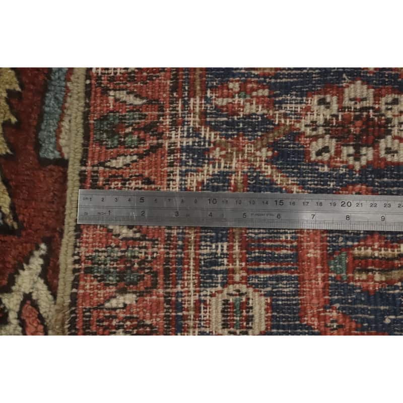 Hand Knotted Oriental 100% Wool Carpet Traditional Medallion Oranges & Rust Heriz (serapi) Area Rug - 11' 0'' X 10' 4''