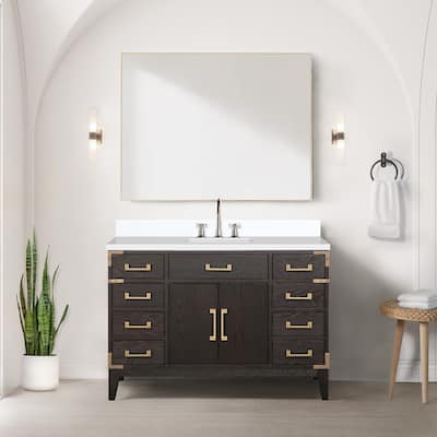 Laurel 48 in W x 22 in D Black Oak Single Bath Vanity and Cultured Marble Top