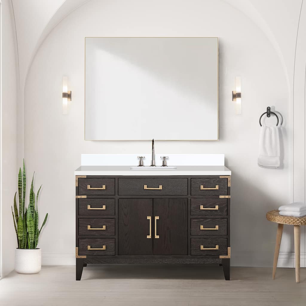 Laurel 48 in W x 22 in D Black Oak Single Bath Vanity and Cultured Marble Top