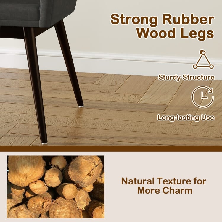 Rubber Wood Dining Chair Set of 2 with Padded Seat and Armrest - 24.5" x 23.5" x 34"