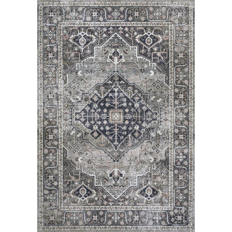 JONATHAN Y Kemer Ogee Medallion Machine Washable Area Rug