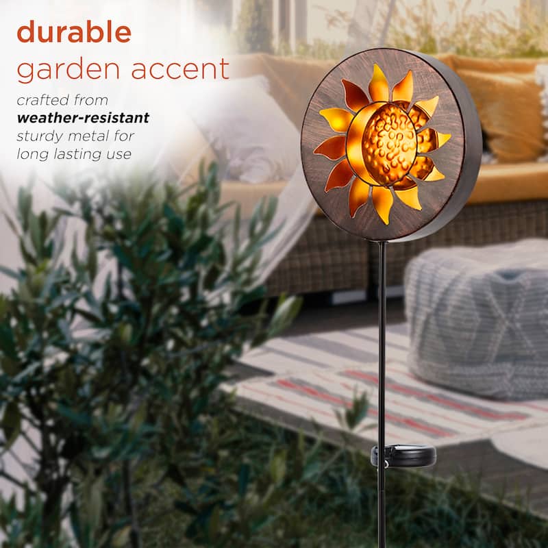 Alpine Corporation 40" Tall Outdoor Solar Powered Garden Stake Sunflower Design with LED Lights