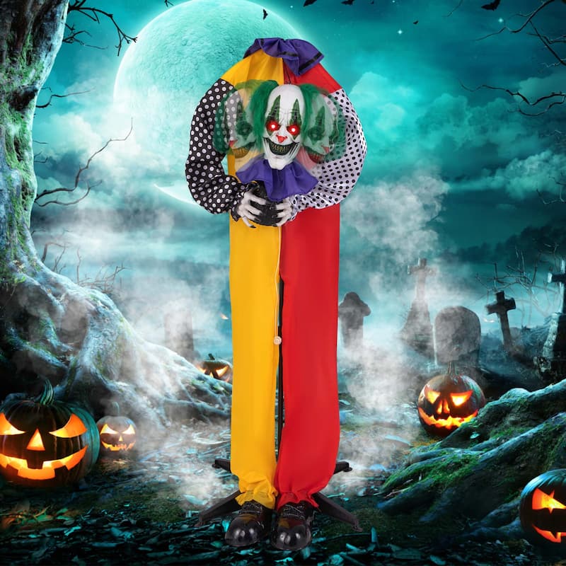 Costway 4.5FT Grins Animatronic Clown Halloween Decoration w/ - See Details