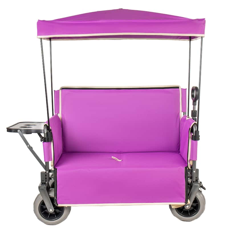 3-in-1 Collapsible Wagon,Convertible Folding Cart with Canopy &Rear-Mounted Folding Tabletop, 500lbs Heavy-Duty, 180L Capacity