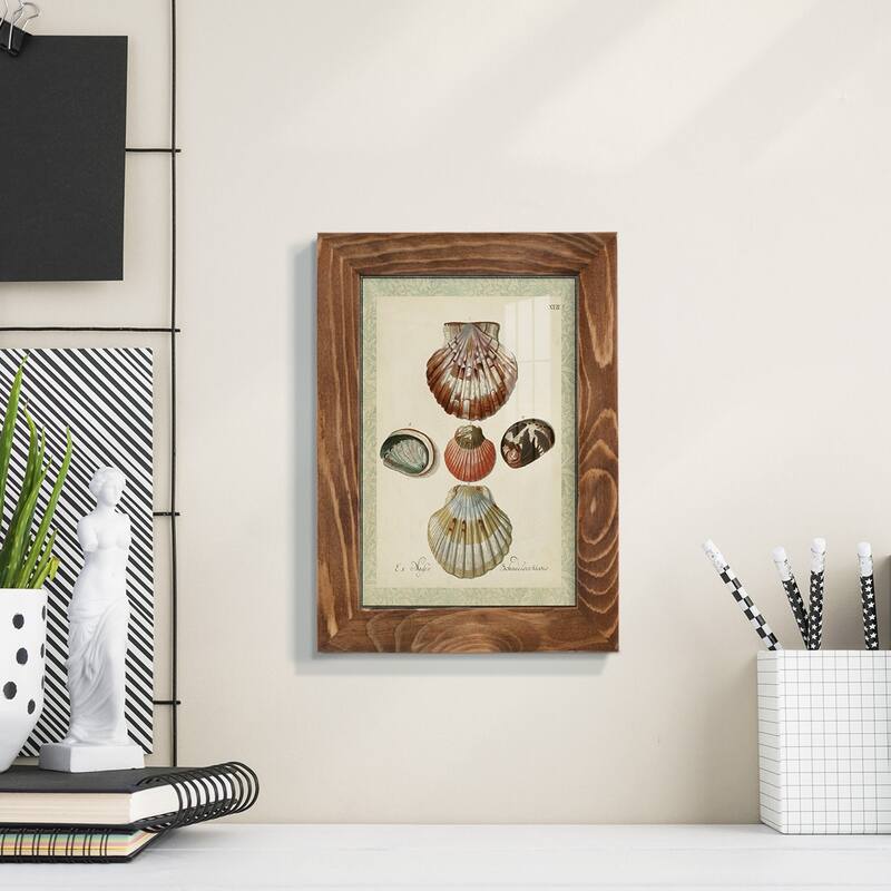 Bookplate Shells III -Framed Print w/glass-Cherry Red