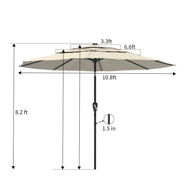 Clihome 11-Ft Outdoor Umbrella Patio UV Protection Umbrella Without Base