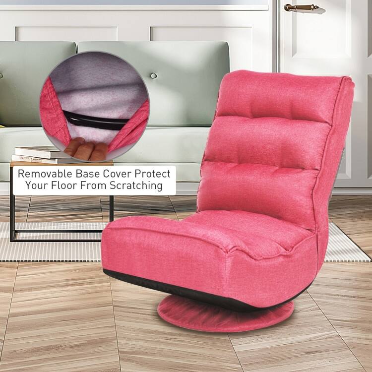 360-Degree Swivel Floor Chair with Foldable Design and Adjustable Backrest