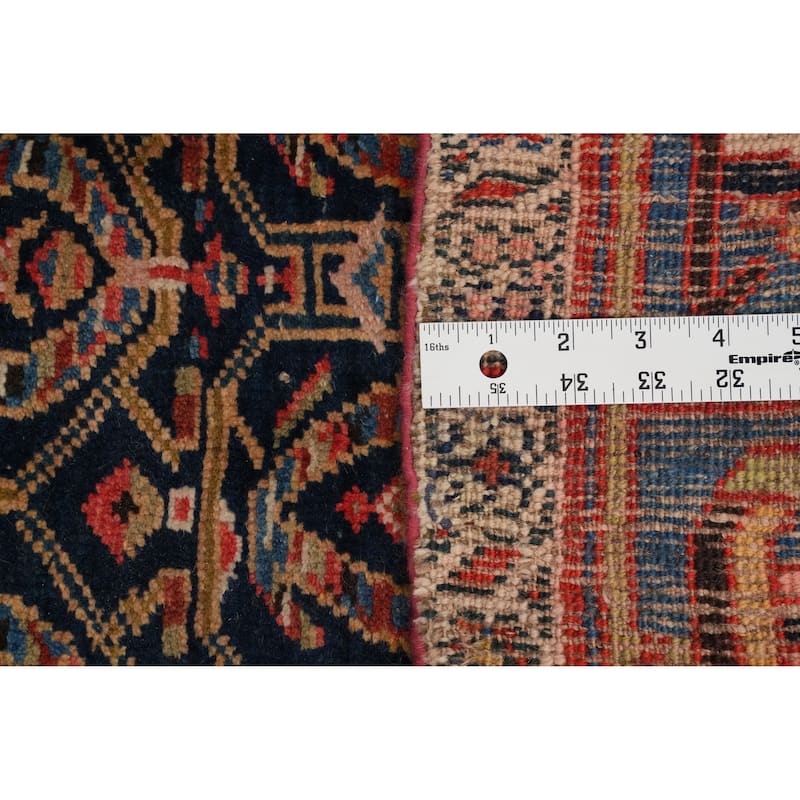 Hand Knotted Oriental 100% Wool Carpet Traditional Geometric Navy Blue & Blues Bidjar Area Rug - 11' 2'' X 5' 7''