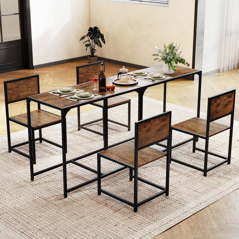 Gymax 3pcs Dining Set Compact Table and 2 Chair Home Kitchen Breakfast