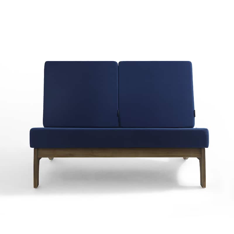 Teak Outdoor Armless Lounge Chair Set Loveseat with Cushions