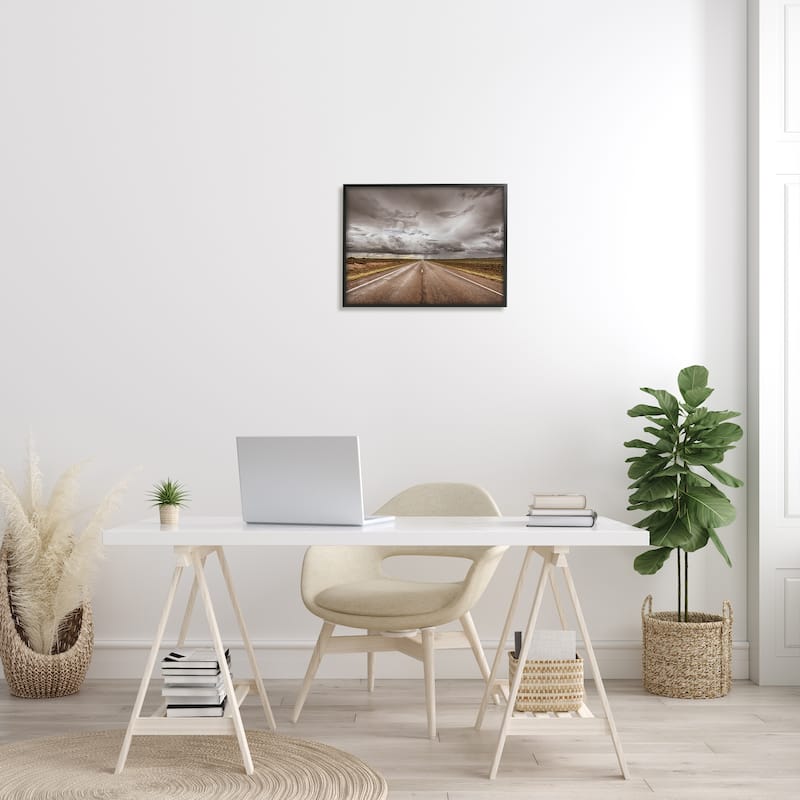 Stupell Open Road under Stormy Sky Western Landscape Framed Wall Art - Multi-Color