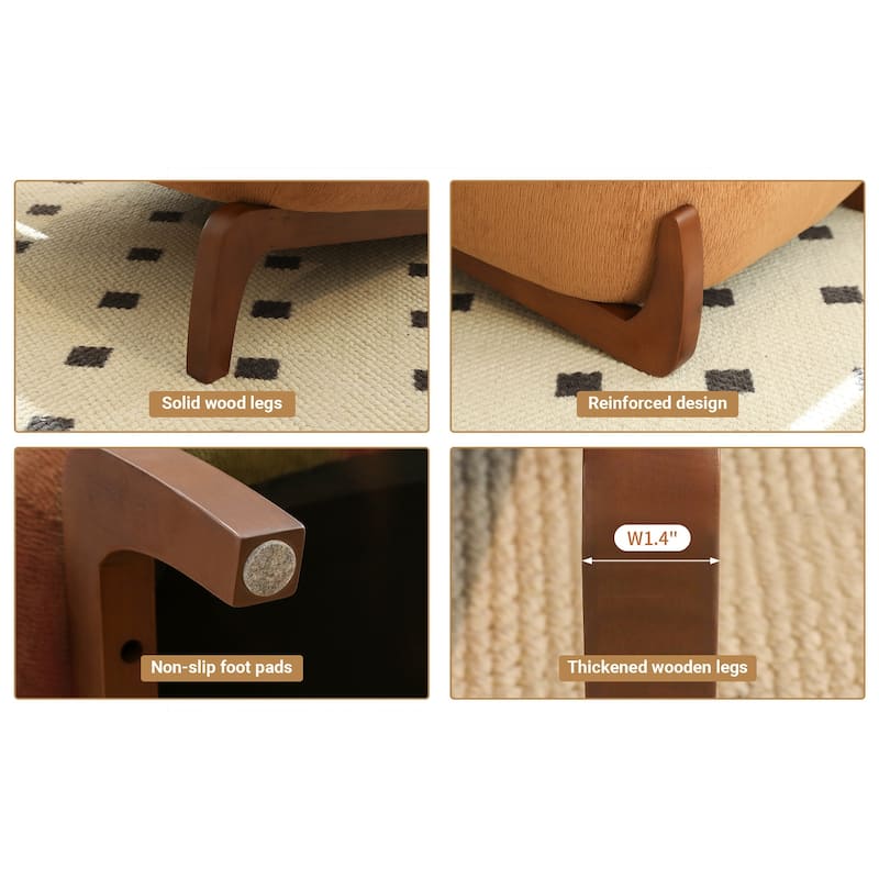 Cute Accent Chair with Solid Wood Legs, Velvet Living Room Chair with Soft Cushion, Cozy Bedroom Chair