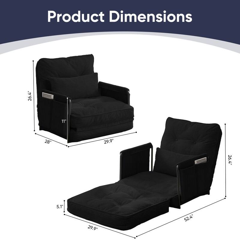 Mixoy Muti-Functional Folding Futon Floor Sofa Bed,Single Lazy Sofa with Pillows,6 Position Adjustable Backrest