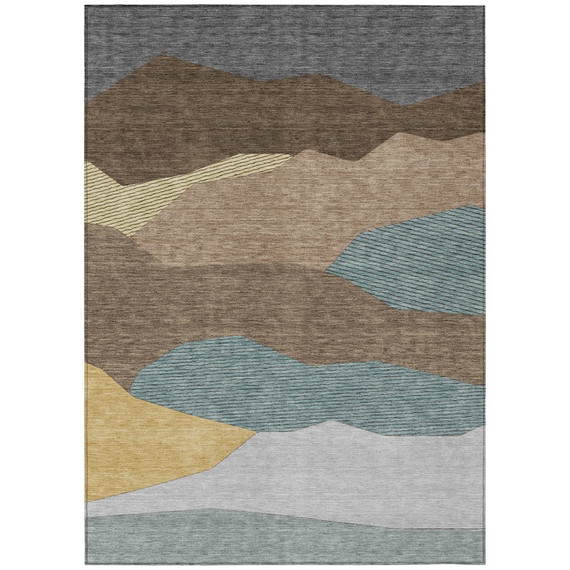 Machine Washable Indoor/ Outdoor Modern Dacono Chantille Rug