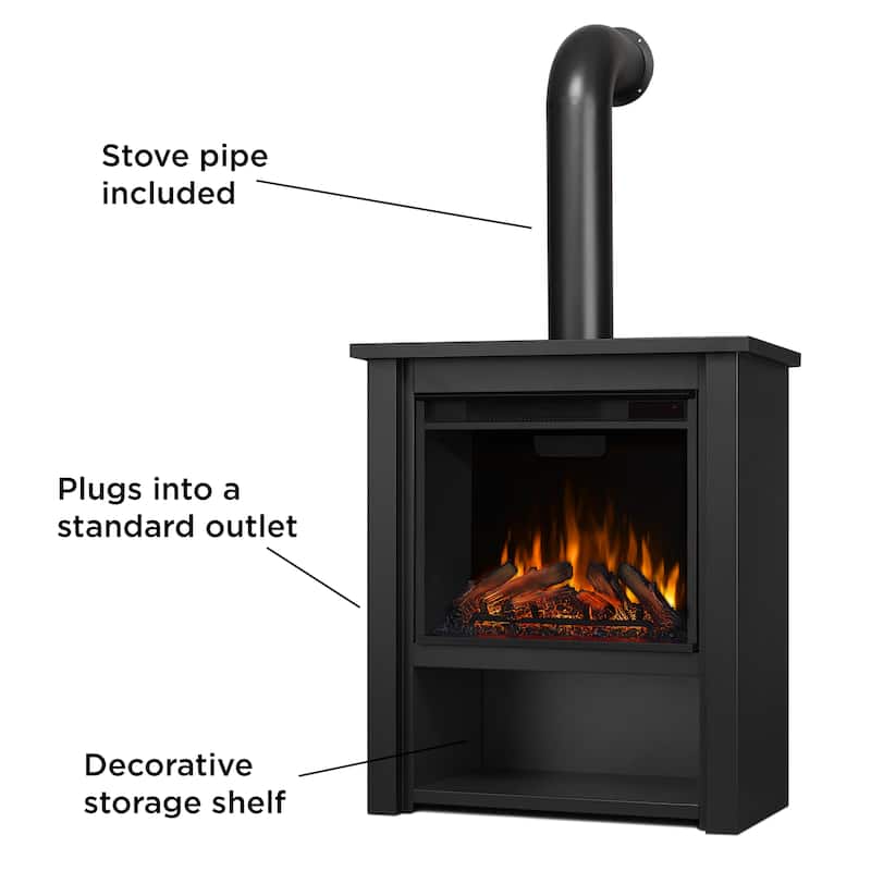 Hollis 32" Rustic Black Electric Fireplace by Real Flame