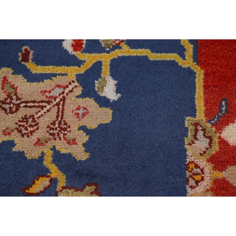 Hand Knotted Oriental 100% Wool Carpet Traditional Floral Navy Blue & Blues Art Deco Area Rug - 5' 11'' X 3' 11''