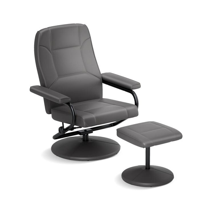 360° PVC Leather Swivel Recliner Chair with Ottoman