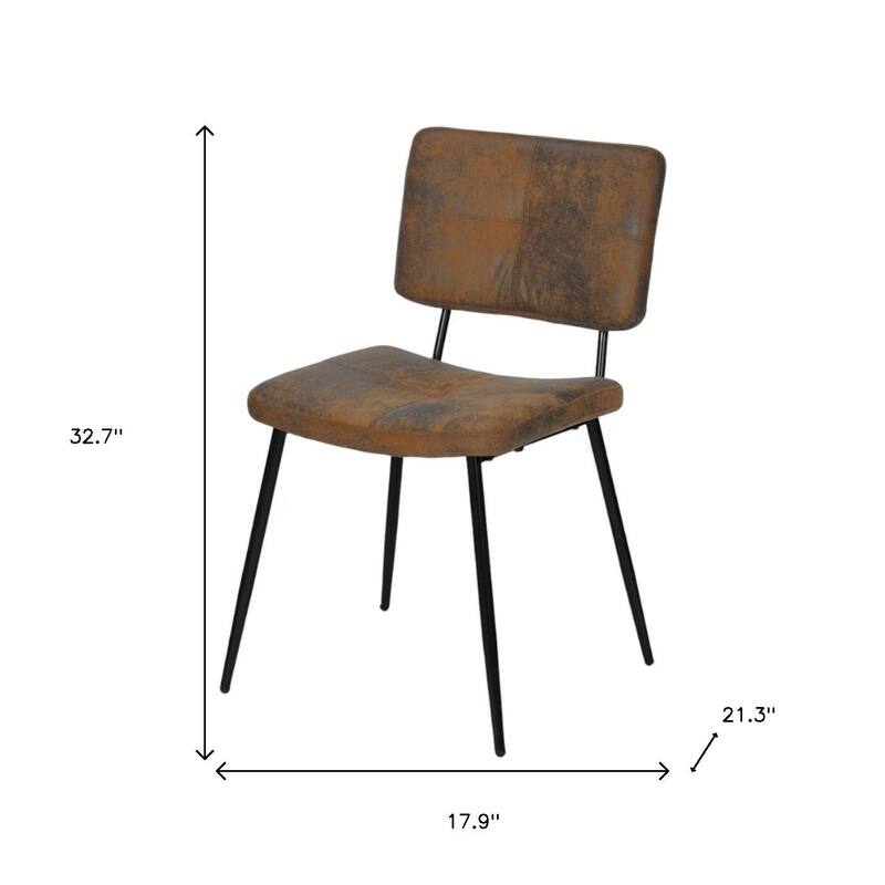 HomeRoots Set of Two Brown and Black Upholstered Suede Dining Side Chairs - 17.90 in. x 32.70 in. x 21.30 in.