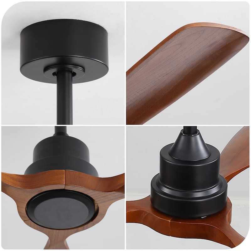 Sofucor 48 Inch Ceiling Fan with Light and Remote,Solid Wood Blades Low Profile,Smart Optional Work with Alexa/Google/App