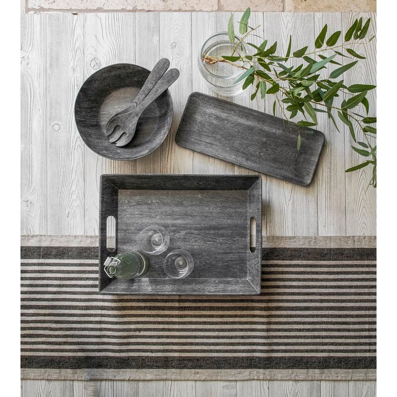 Abode Homewares Faux Real Blackened Melamine Wood-look Serving Utensils - Black - 12.6" x 3.5"