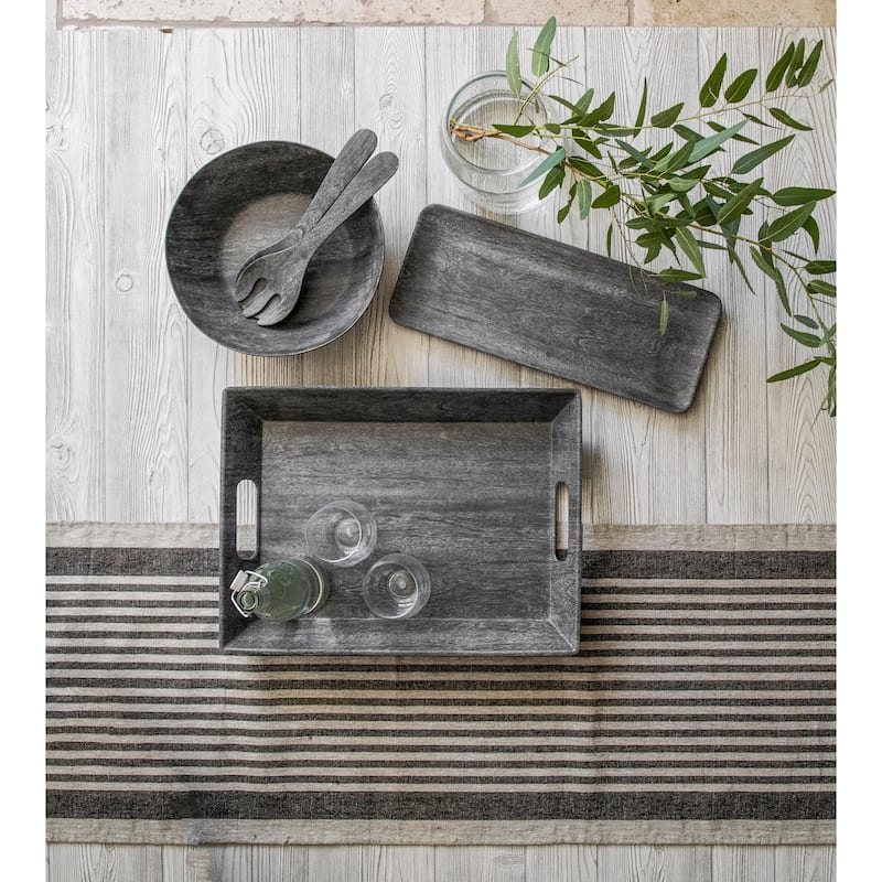 Abode Homewares by TarHong Faux Real Blackened Wood Tray, 17.8" x 7.5"