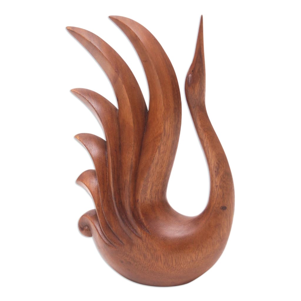 Novica Handmade Divine Swan Wood Sculpture