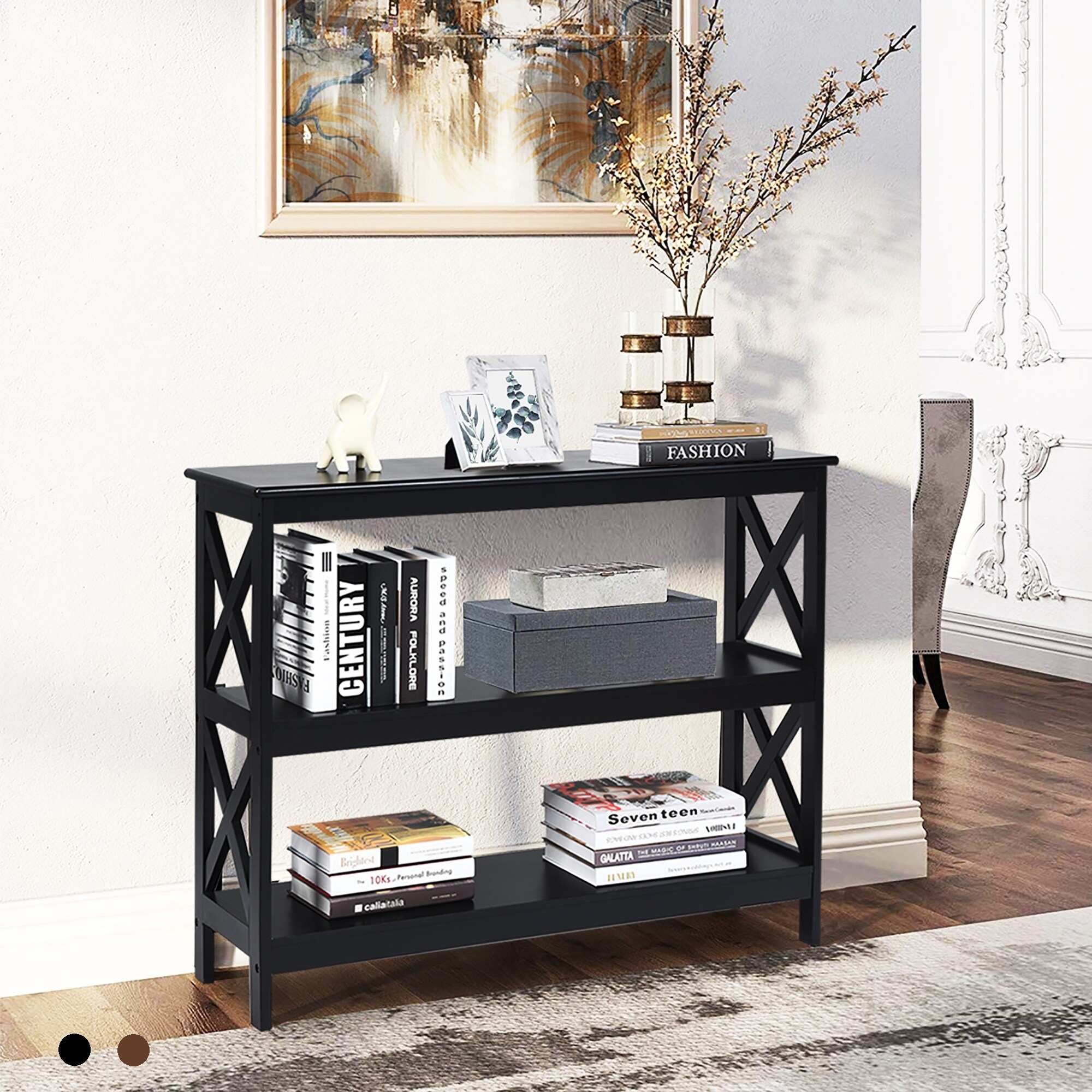 Costway 3 Tier Console Table X Design Bookshelf Sofa Side Accent Table 39 5 X 12 X 31 5 On Sale Overstock 32049631