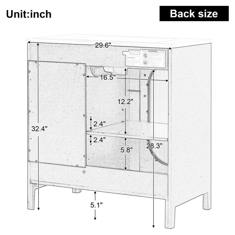 30" Bathroom Vanity with Sink, Bathroom Vanity Cabinet with 2 Drawers and Door, Adjustable Shelf